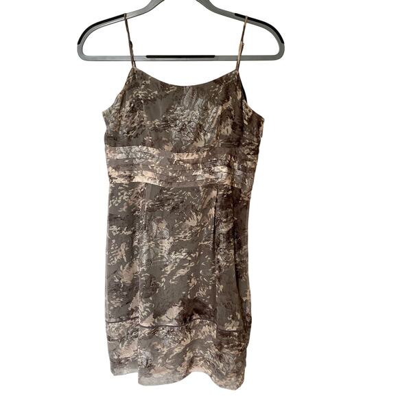 Juicy Couture Floral Shimmer Camo Spaghetti Strap Empire High Waist Dress 4 - Picture 1 of 9